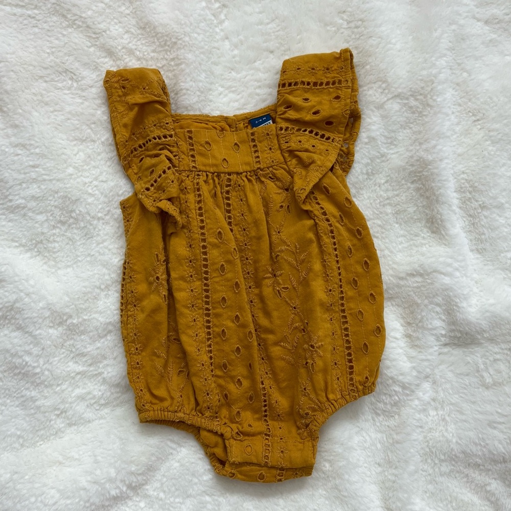 Embroidered Ruffle Trim Romper
